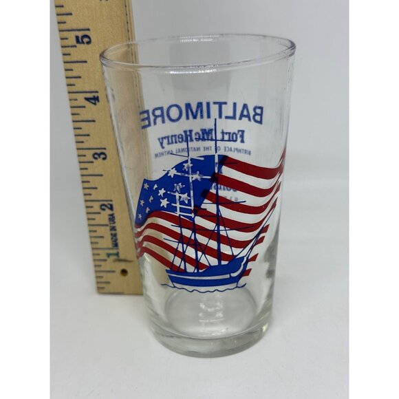 VTG Baltimore Fort McHenry & USS Constellation Souvenir Glass Tumbler Navy Ship - Picture 5 of 6